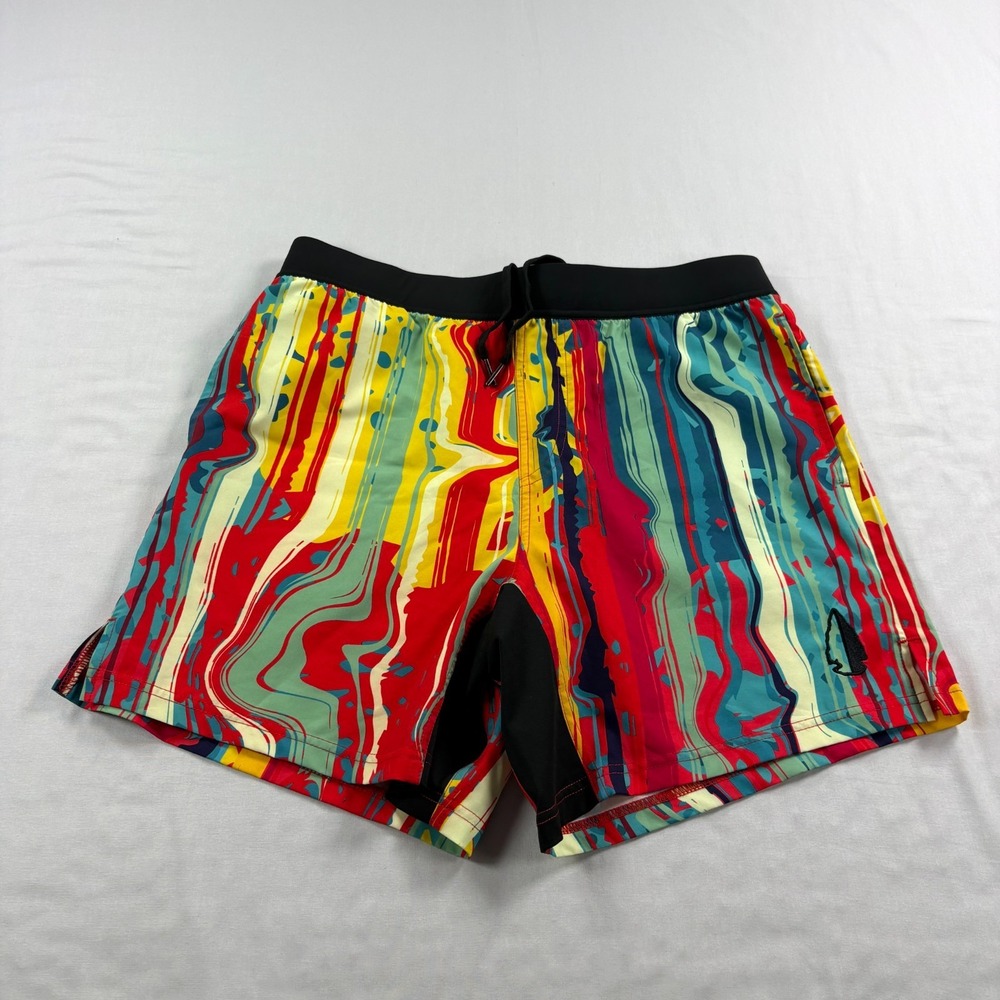 Tachuntfish Shorts Mens Large Abstract Athletic Stretch Gym Performance Training